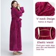 thumbnail image 4 of Women's Plush Fleece Robe with Elastic Waist Design Long Warm Solid Bathrobe Dressing Nightgown, 4 of 7