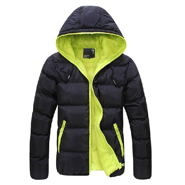 Innerwin Manteau à Capuche pour Hommes Extérieur avec Poches Veste Chaude d'Hiver Décontractée Noir Vert S