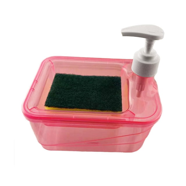 Distributeur de Savon pour les Mains 2 en 1 Distributeur de Savon pour les Mains Distributeur Automatique de Savon et Pompe de Distributeur à Pression avec Éponge Récurante