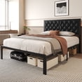 thumbnail image 3 of Homall Queen Size Bed Frame with Headboard PU Leather Upholstered Bed Frame Platform,All Metal Slats Support Platform Bed Frame with Storage Space,Easy Assembly,Noise Free,No Box Spring Needed,Black, 3 of 7