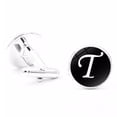 thumbnail image 4 of pitrice 1 Pair Men's Letter Cufflink Wedding Formal Initial Alphabet Stainless Steel Cufflink, Letter T, 4 of 9