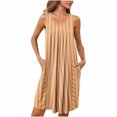 thumbnail image 2 of Pyjama pour Femmes Zeophrasy Femmes Imprimé avec Poches Chemises de Nuit Sans Manches Vêtements de Nuit devant Plissé Nuisette Col Rond Robe de Nuit Clearacne Moins de 5, 2 of 7