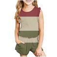 thumbnail image 1 of Tranfacy Ensembles d'Été pour Filles, Ensembles d'Été pour Filles, Débardeurs Sans Manches à Col Rond à Agencement de Couleurs pour Filles de 3 à 14 Ans et Shorts, Ensembles d'Été, 1 of 1