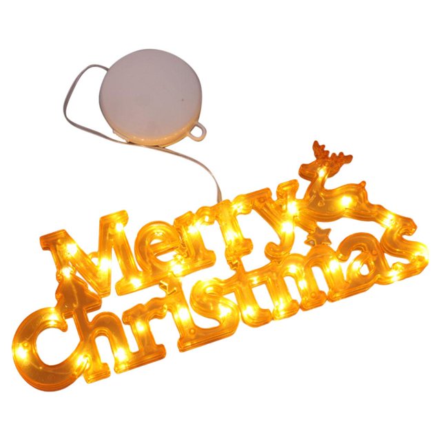 GUOOL Creative Plastic Merry Christmas Letter Light Xmas LED Light Ornament Lights for Yellow