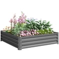 thumbnail image 1 of 4' x 4' x 1' Raised Garden Bed Galvanized Steel Planter Box Light Grey, 1 of 10