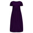thumbnail image 2 of Drppepioner Robe Longue Décontractée pour Femmes Grande Taille à Col Rond d'Été à Manches Courtes Unie Ample avec Poches, 2 of 4