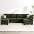 thumbnail image 3 of 124" Modular Sectional Sofa, U-Shaped 6 Seater Sectional Sofa with Storage Ottoman & USB Ports,Green, 3 of 9