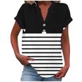 thumbnail image 1 of fatyb Womens Printed V Neck Tops Short Sleeve Button V Neck Tshirts Lightweight Summer Beach Blouses, 1 of 5