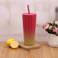 thumbnail image 1 of Mainstays Purple and Green Ombre Recycled PET Plastic Textured Tumbler, 1 of 2