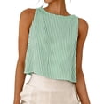 thumbnail image 1 of FAVIPT Débardeur en Coton pour Femme à Boutons, Imprimé à Rayures, Chandails Courts à Col Rond, T-Shirts Amples d'Été pour la Plage, Vert, P, 1 of 8