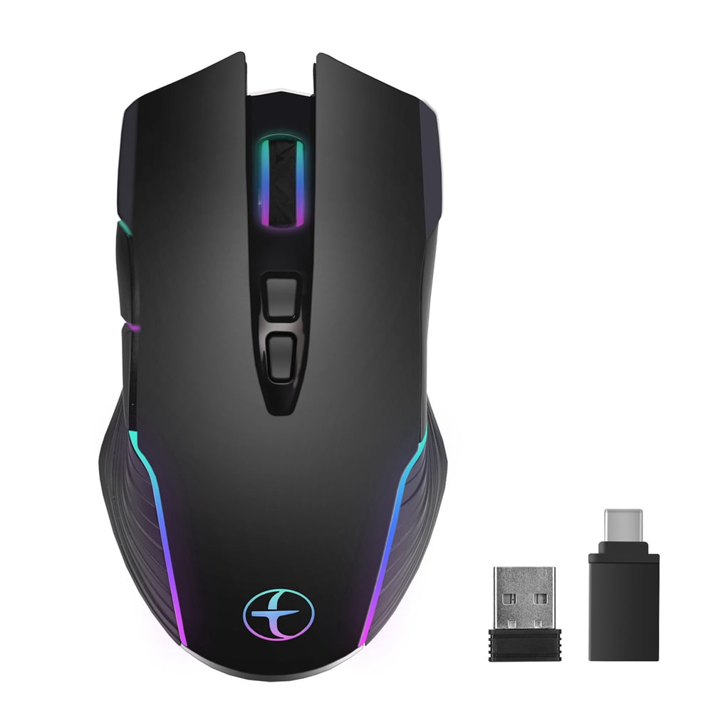 Wireless Mouse Mouse Jiggler Mouse Mover LED Rechargeable 2.4G Mause Ergonomic Mini Mouse USB Optical Mice 1600 DPI,1 x Wireless Gaming Mouse 1 x USB receiver 1 x type-c adapter 1 x type-c cable