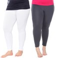 thumbnail image 1 of White Mark Women's 2-Pack Soft Stretchable Leggings, 1 of 2