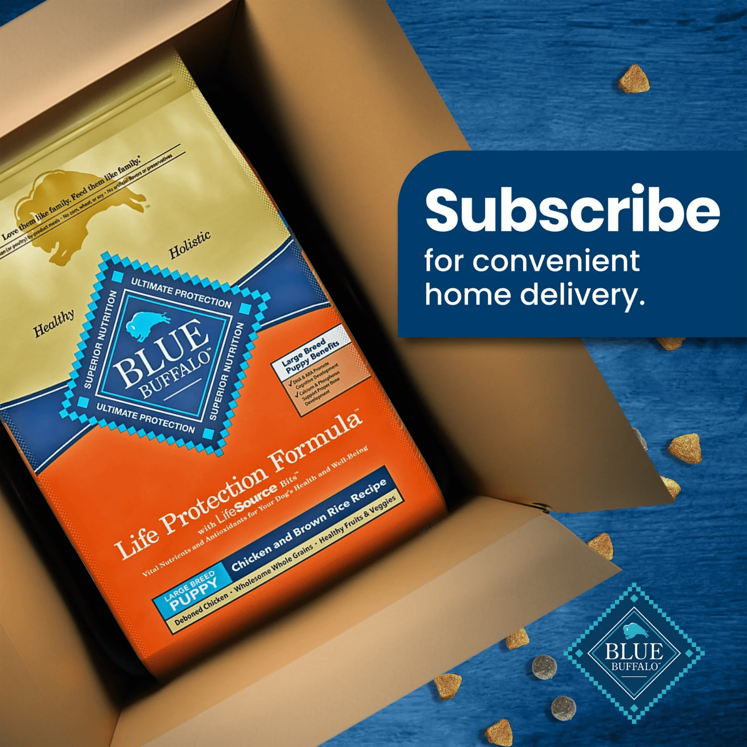 Blue Buffalo Life Protection Formula Poulet et Riz Brun Nourriture Sèche pour Chiots de Grande Race 4.99kg