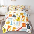 thumbnail image 1 of Stringed Instruments Bed in a Bag Queen Comforter Set 7 Piece,Drum Kit Bedding Sets Fashion Music Themed Sheet Set with Comforter,Colorful Violoncello Pop Rock Bed Set, 1 of 6