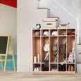 thumbnail image 2 of BeesClover Toy Storage, 5-Section Bookshelf 10-Cubby Locker, Rolling Toy Organizers and Storage with 5 Hooks, Plywood Bookcase with 2 Storage Boxes, 2 of 6