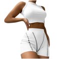 thumbnail image 2 of Workout Outfits for Women 2 Piece Ribbed High Waist Biker Shorts with Tank Crop Tops Exercise Set Yoga Outfit Tracksuits, 2 of 6