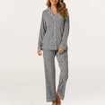 thumbnail image 4 of MeetoTime Pyjama d'Automne pour Femme, Ensemble 2 Pcs, Haut à Manches Longues Boutonné et Pantalon, Tenue de Nuit, 4 of 7