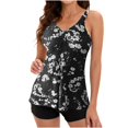 thumbnail image 1 of TopLLC Women Tankini Swimsuit Flower Print Ruffle Hem Tummy Control Bathing Suit Plus Size Swimwear for Women, 1 of 4