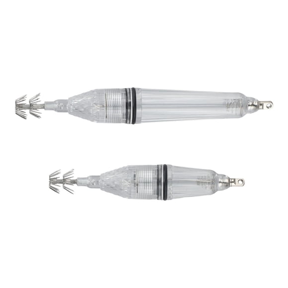 Splihome 2 Pcs Hameçon Calmar à DEL Lumineux 12/17 cm Pieuvre Eau Salée Appât de Pêche Vert Pâle