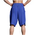 thumbnail image 4 of Diufon Men's Athletic Shorts Cotton Linen Drawstring Waisted Outdoor Sport Shorts Spring Summer Shorts with Pockets, 4 of 6