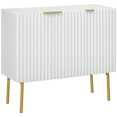 HOMCOM Armoire d'Appoint avec Pied Doré pour Salon Salle à Manger Couloir Blanc