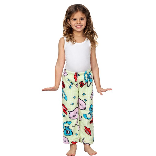 Up Past 8 Girls' Pajama Pants Fuzzy Plush Sleepwear Fun Pants