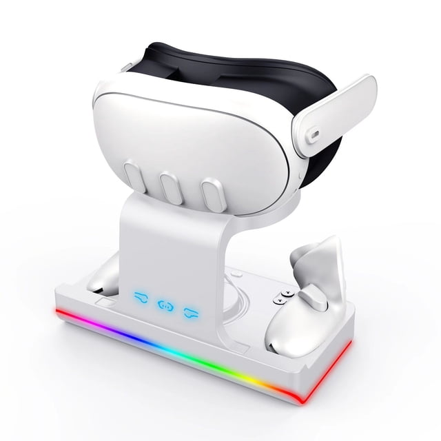 For Meta Quest 3 VR Charging Station Controller Charging RGB Light Controller Glasses Stand VR Storage Display Station Hold