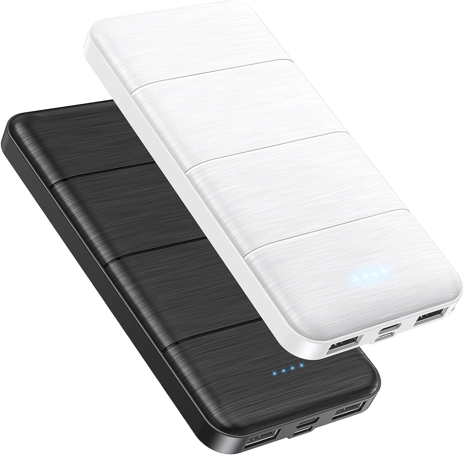 LAICAIW Portable-Charger-Power-Bank-2 Pack 15000mAh Dual USB Power Bank Output 5V3.1A Fast Charger Portable Charger Compatible with Smartphones and All USB Devices (Light Black and White)