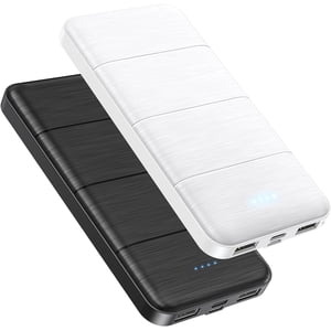 LAICAIW Portable-Charger-Power-Bank-2 Pack 15000mAh Dual USB Power Bank Output 5V3.1A Fast Charger Portable Charger Compatible with Smartphones and All USB Devices (Light Black and White)