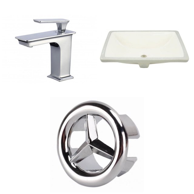 American Imaginations 20.75-in. W CSA Rectangle Bathroom Undermount Sink Set In Biscuit - Chrome Hardware AI-26979