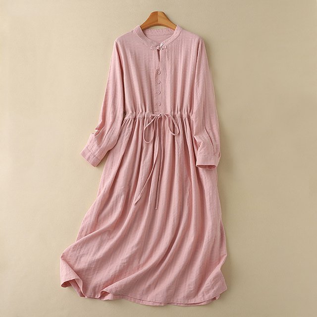 Gspmoly Robes d'Été pour Femmes, Robe Longue à Manches Longues à Col Rond en Mousseline et Maille Unie pour Femmes, Robes d'Été pour Femmes Économies