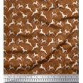 thumbnail image 1 of Soimoi Rayon Fabric Leaves & Reindeer Animal Printed Fabric 1 Yard 56 Inch Wide, 1 of 3
