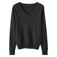 thumbnail image 4 of Duoif Chandails pour Femmes Chandails Légers Tendance pour Femmes Manches Longues Col Rond Léger Doux Tricoté Chandail Blouse Tricotée Chandails pour Femmes Hauts pour Femmes Noir P, 4 of 5