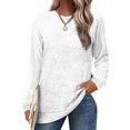 thumbnail image 2 of yoeyez Tunique en Tricot pour Femmes, Chandails à Manches Torsadées Patchwork, Col Ras du Cou Raglan, Chemises à Manches Longues, Hauts Mode Automne 2024, Blanc, TG, 2 of 5