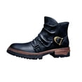 thumbnail image 2 of LSLJS Men's Ankle Boots, Men's Winter Belt Buckle Side Zipper Square Heel High Top Solid Color, 2 of 3