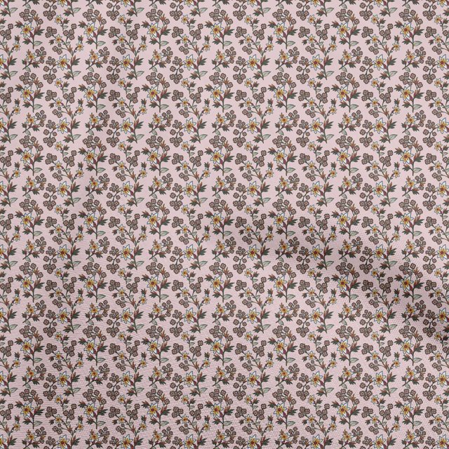 oneOone Georgette Viscose Light Pink Fabric Floral Craft Projects Decor Fabric Printed By The Yard 42 Inch Wide