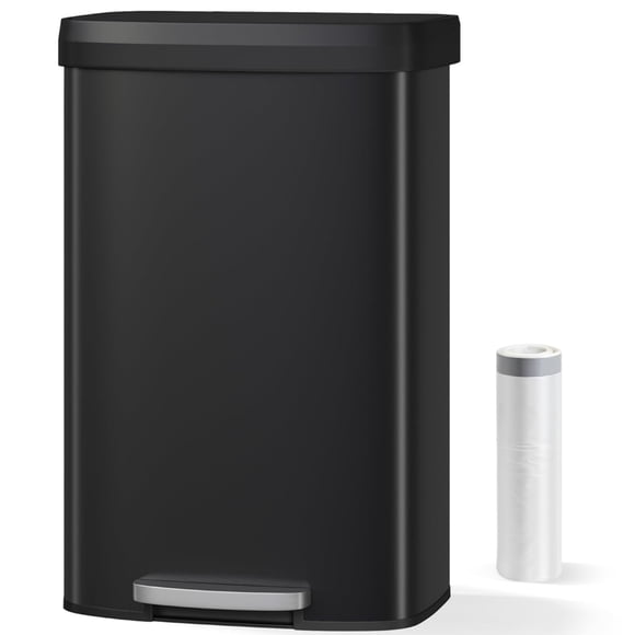 Garvee 21.13 Gallon Large Step-on Trash Can for Kitchen, with Liner Rim & Soft Close Plastic Lid, Black