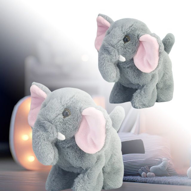 Lifelike Animated Walking Elephant Toy with Moving Head and Tail Interactive Stuffed Animal for Kids