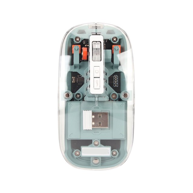BT Mouse, Transparent RGB Dual Mode Gaming Mouse, 800/1200/1600/2400 DPI, Rechargeable Computer Mice, for PC Laptop