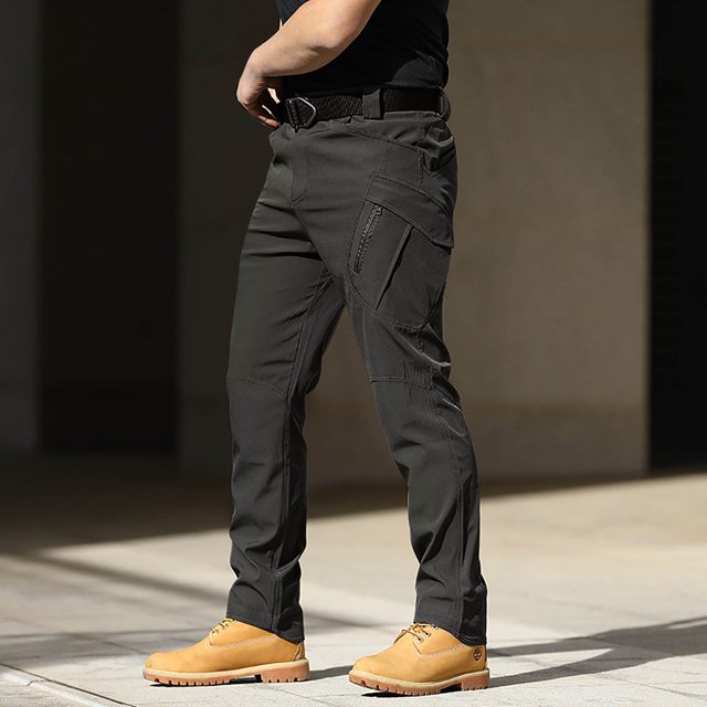 cllios Black Cargo Pants Men Multi Pockets Tactical Pants Lightweight Military Work Trousers Water Resistant Ripstop Work Hiking Pants