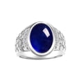 thumbnail image 1 of RYLOS Men's Rings 14K White Gold Nugget Ring with Cabochon Gemstone & Diamonds Sapphire Rings For Men Size 9, 1 of 7