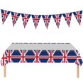 thumbnail image 1 of AMERTEER Union Jack Tableware Tablecloth/Paper Plates/ Napkins / Cups / Spoons / Fork / Triangle Flags Banner Dinnerware ，2 tablecloths, 1 of 9