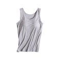 thumbnail image 1 of UPPADA Débardeurs pour Femmes en Modal Rembourré avec Soutien-Gorge Intégré, Col Ras du Cou, Camisole Sans Manches avec Soutien-Gorge Sans Armatures, Chandails Ajustés Décontractés, T-Shirt, Grande Taille, Hauts Confortables, Débardeur pour Femmes, Lot, Côtelé Gris, P, 1 of 8