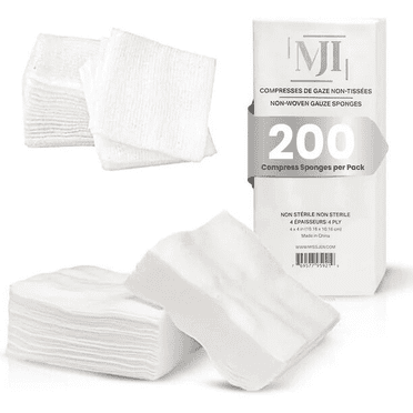 200 Pcs Tampons en Gaze Non Tissés 4x4 – Éponges Jetables Non Stériles, Douces et Absorbantes