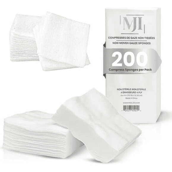 200 Pieces 4x4 Non Woven Gauze Pads – Non Sterile Soft Absorbent Disposable sponges
