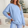 thumbnail image 2 of Chandails en Molleton Col en V pour Femmes Manches Longues Décontractées Tops Chandail Oversize, 2 of 5