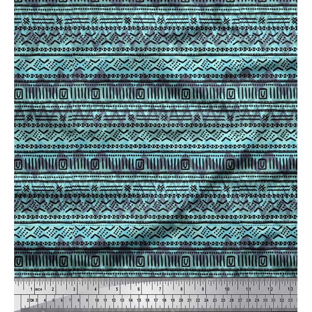 Soimoi Velvet Fabric Geometric African Printed Craft Fabric by the Yard 58 Inch Wide