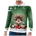 thumbnail image 2 of Ediodpoh Chandail de Sport à Col Rond de Noël pour Homme à Manches Courtes d'Hiver Chandail de Sport à Col Rond Chandail à Col Rond pour Homme Vert Pâle_003 TG, 2 of 4