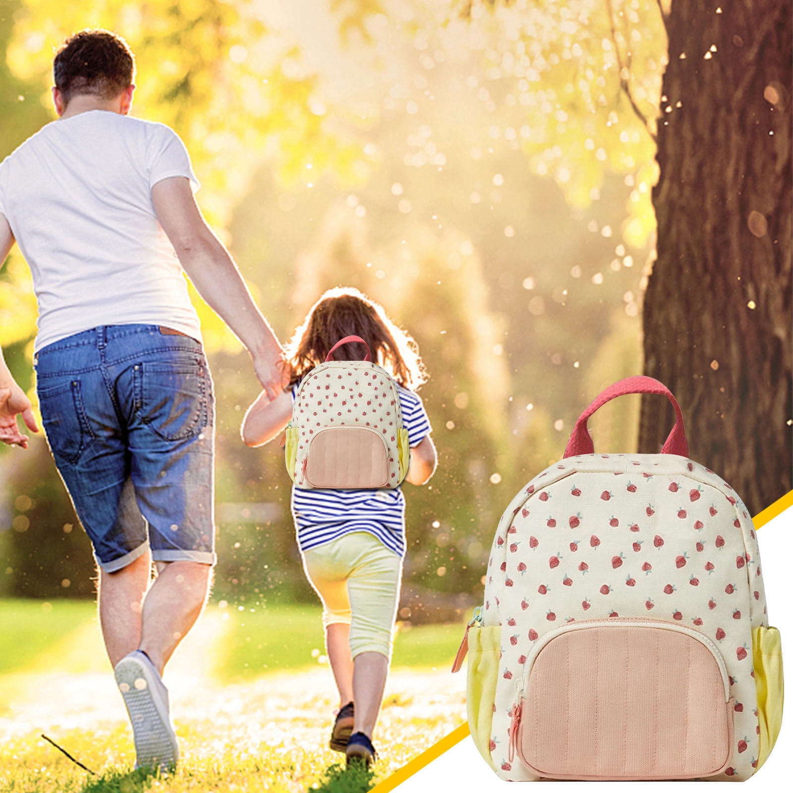 Amzcrzy Backpack for Child Desk Organizer Children's Bag Baby Strawberry Print Backpack Schoolbag School Supplies Teacher Supplies Back To School Supplies Office Desk Accessories