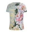 thumbnail image 4 of EQWLJWE Hauts pour Femmes 2023 Été Mode Femme Été Aguichant Plissé Imprimé Régulier Femme Manches Courtes Col Rond Bouton Haut Hauts pour Femmes Liquidation, 4 of 5